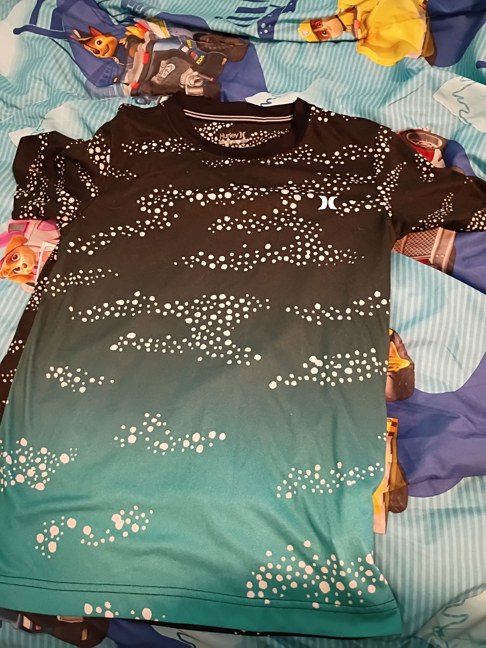 Hurley Boys' Black to Teal Gradient Dotted Short Sleeve Tee